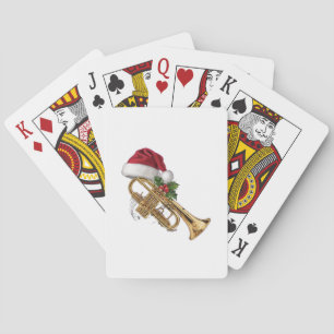 Festive Trumpet Wrapped in Christmas Lights Poker Cards