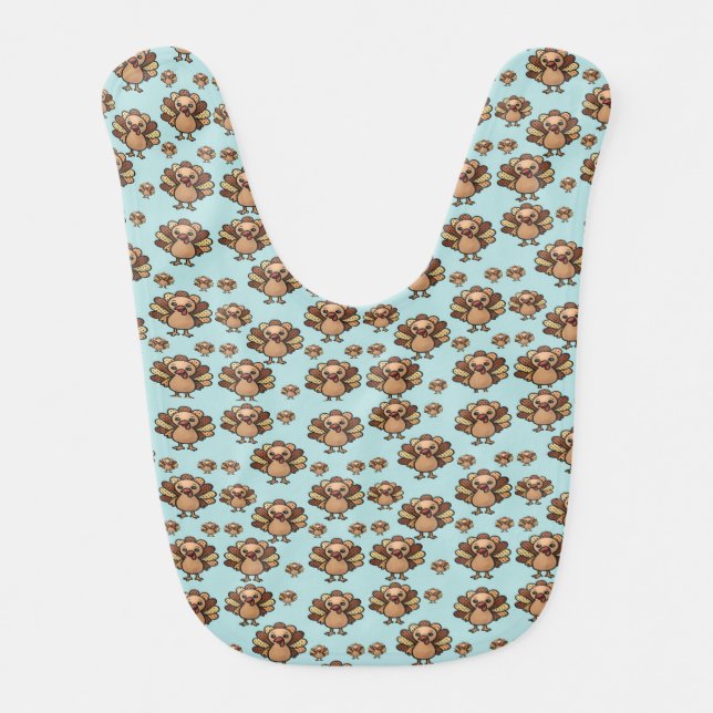 Festive Turkey Print Tee – Fall & Thanksgiving  Baby Bib (Front)