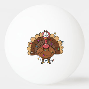 Festive Turkey with String Lights Ping Pong Ball