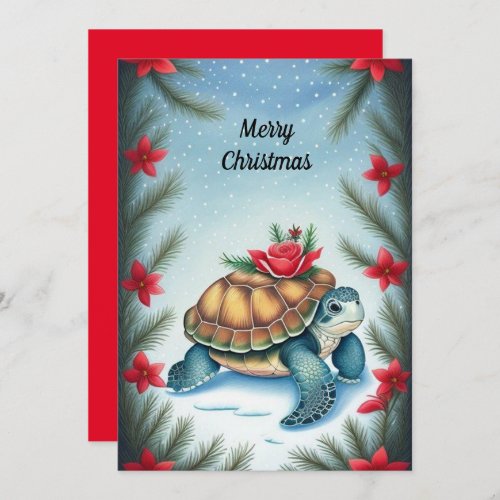 Festive Turtle Flat Holiday Card