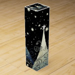 Festive Twilight Christmas Trees Wine Box<br><div class="desc">This amazing wine box makes a great hostess gift. Festive Twilight Christmas trees with intertwining whimsical swirls and twinkling distant stars. Dark background with emerald, green highlights. Showcases vibrant Christmas trees reaching towards the night sky. The colors are swirled around the tree creating a sense of movement. There are stars...</div>