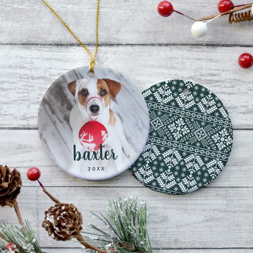 Festive Type  Cute Pet Photo Holiday Ceramic Ornament