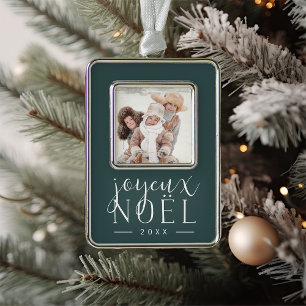 Festive Type   Joyeux Noel Photo Christmas Ornament