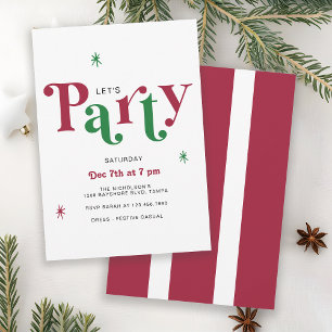 Festive Typography Let's Party Whimsical Holiday Invitation