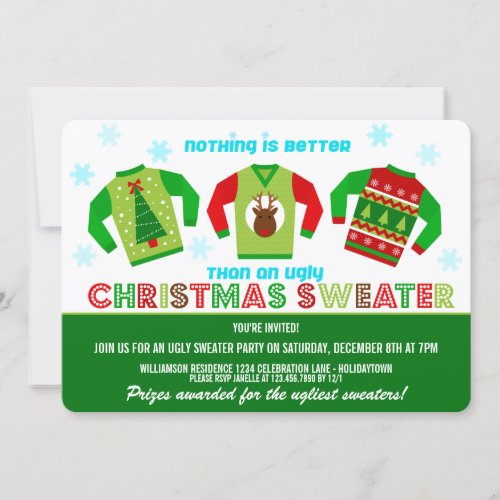 Festive Ugly Christmas Sweater Party Invitation