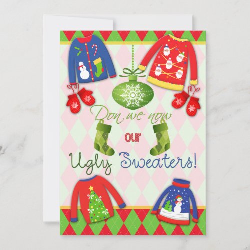 Festive Ugly Christmas Sweater Party Invitation