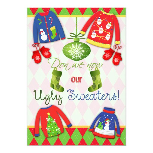 Festive Ugly Christmas Sweater Party Invitation