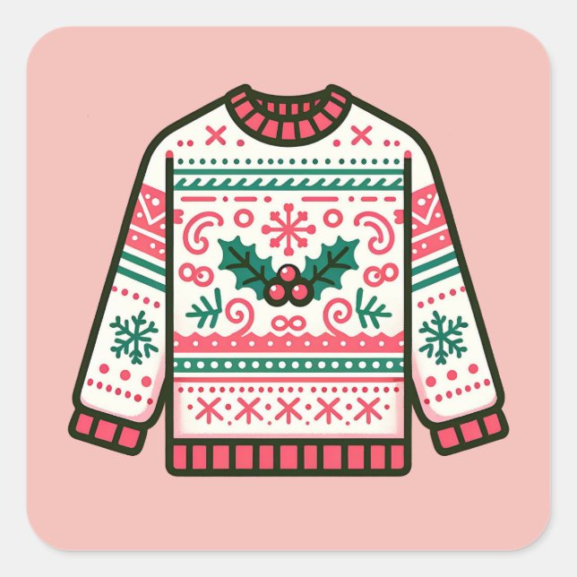 Festive Ugly Christmas Sweater  Square Sticker (Front)