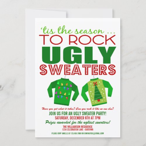 Festive Ugly Christmas Sweaters Party Invitation