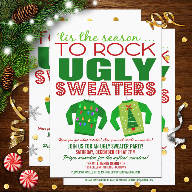 Festive Ugly Christmas Sweaters Party Invitation Zazzle