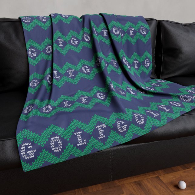 Festive Ugly Golf Sweater Pattern Fleece Blanket (Fun and festive blanket for the golfer in your life.)