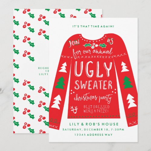 Festive Ugly Sweater Christmas Party Invitations