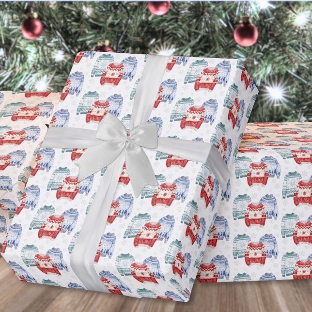 Festive Ugly Sweater Christmas Wrapping Paper (Festive Ugly Sweater Pattern Christmas Wrapping Paper)
