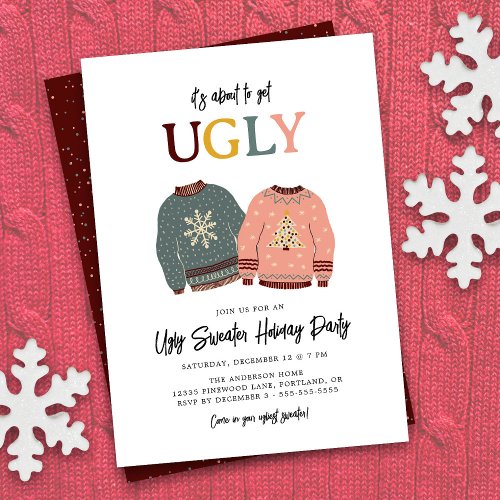 Festive Ugly Sweater Holiday Party Christmas Invitation