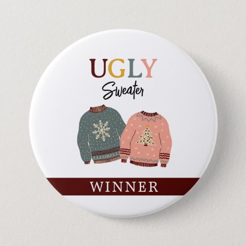 Festive Ugly Sweater Holiday Party Winner Button