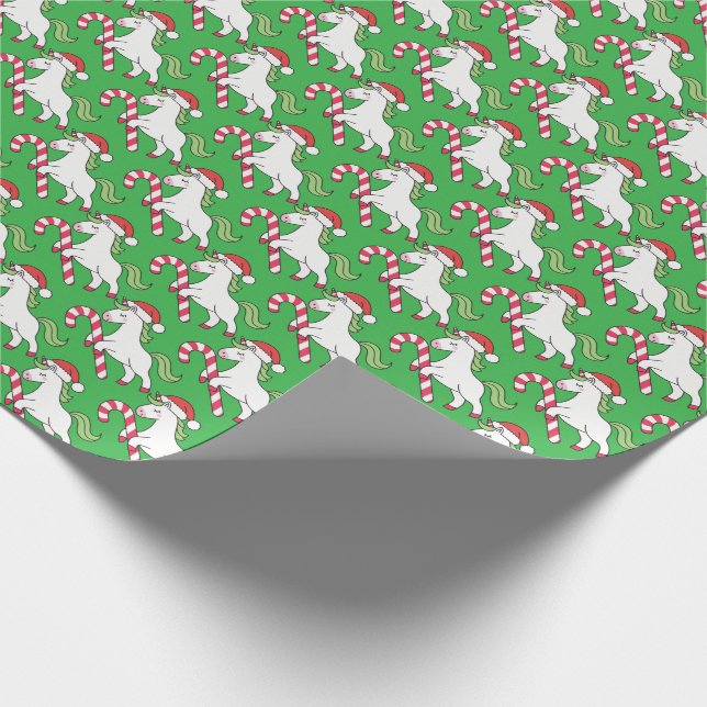 Festive Unicorn Candy Cane Gift Wrap (Corner)