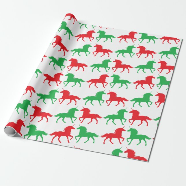 Festive Unicorn Wrapping Paper (Unrolled)