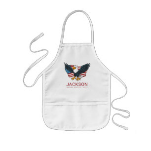 Festive USA American Flag Eagle 4th of July Party Kids' Apron