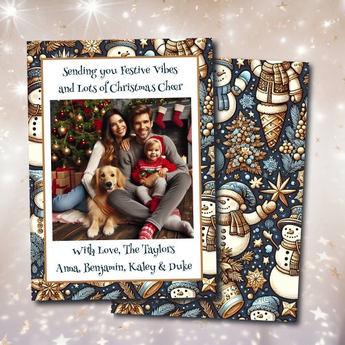 Festive Vibes and Christmas Cheer Family Photo Holiday Card