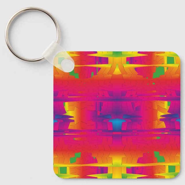 Festive Vibrant Color Indian Pattern  Keychain (Front)
