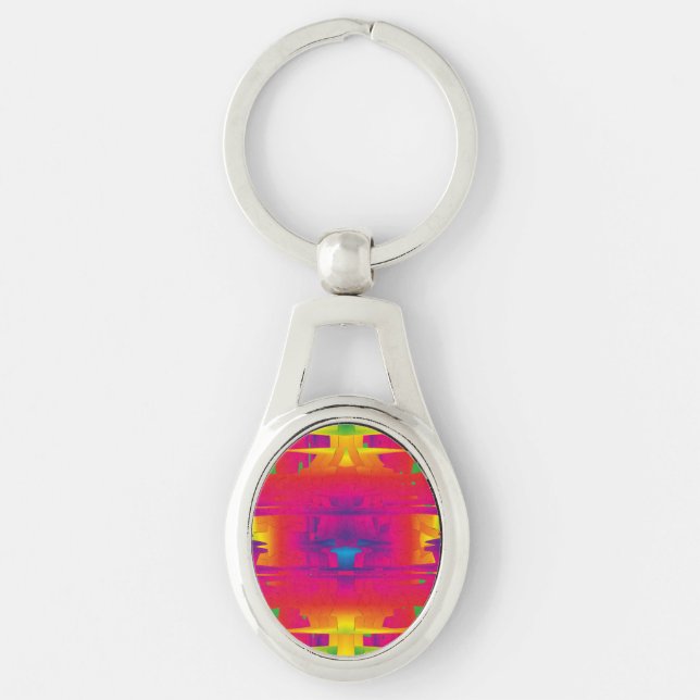 Festive Vibrant Color Indian Pattern  Keychain (Front)