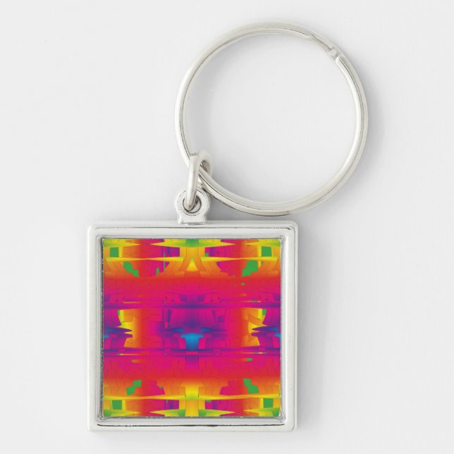 Festive Vibrant Color Indian Pattern  Keychain (Front)
