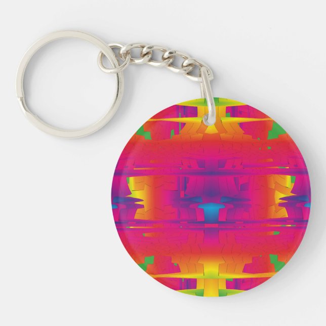 Festive Vibrant Color Indian Pattern  Keychain (Front)