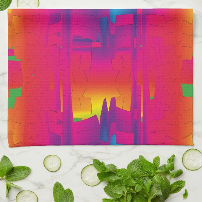Festive Vibrant Color Indian Pattern  Kitchen Towel (Folded)
