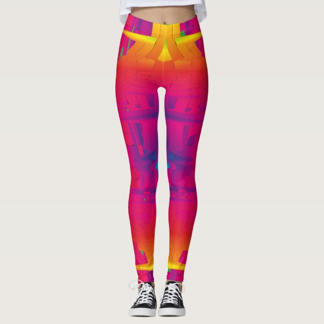 Festive Vibrant Color Indian Pattern  Leggings (Front)