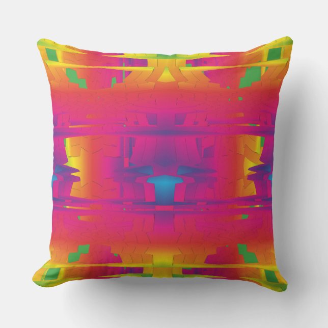 Festive Vibrant Color Indian Pattern  Outdoor Pillow (Front)