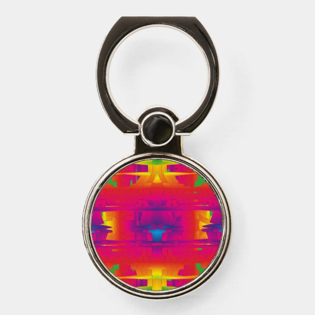 Festive Vibrant Color Indian Pattern  Phone Ring Stand (Front)
