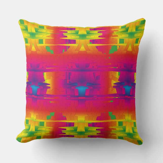 Festive Vibrant Color Indian Pattern  Throw Pillow (Front)