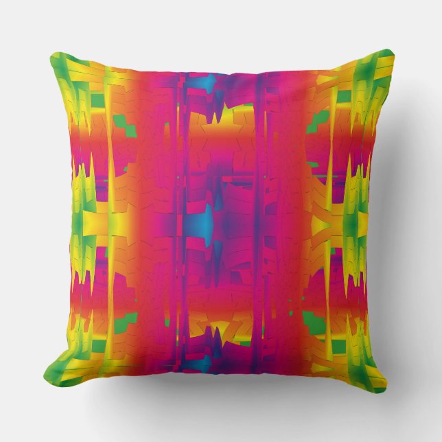 Festive Vibrant Color Indian Pattern  Throw Pillow (Front)