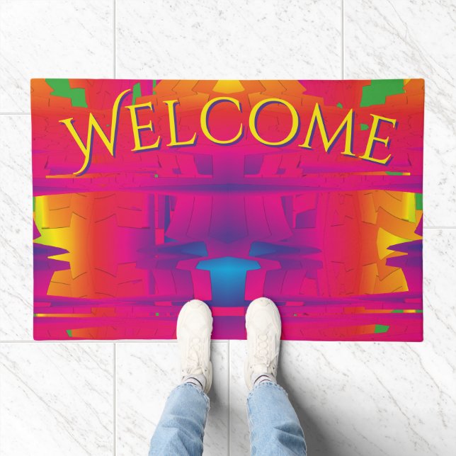 Festive Vibrant Color Indian Pattern Welcome Doormat (Indoor)