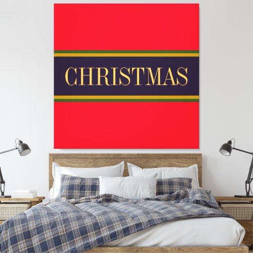 Festive Vibrant Red Purple CHRISTMAS Stripes Text Canvas Print