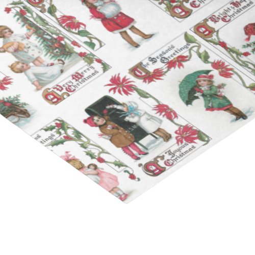 Festive Victorian Children wChristmas Greetings Tissue Paper