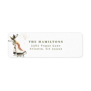 Festive Vintage Bohemian Christmas Watercolor  Label