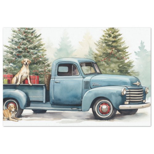 Festive Vintage Charm Christmas Truck  Dogs Tissue Paper