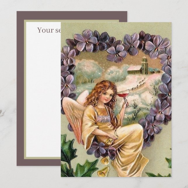 festive vintage Christmas Angel add sentiment Note Card (Front/Back)