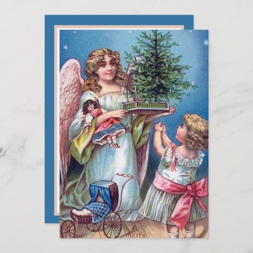 festive vintage Christmas Angel girl add sentiment Note Card