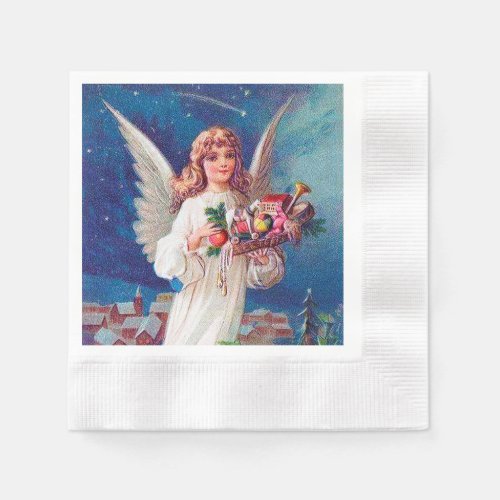 festive vintage Christmas Angel Holiday party  Napkins