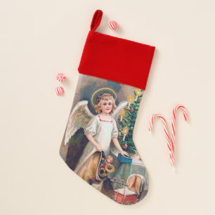 festive vintage Christmas Angel Holiday Stocking