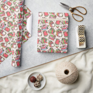 Festive Vintage Christmas Books Wrapping Paper