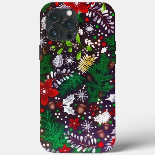 Festive Vintage Christmas Botanical Forest  iPhone 13 Pro Max Case