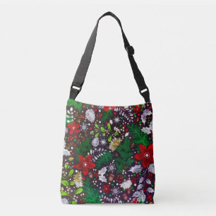 Festive Vintage Christmas Botanical Forest  Crossbody Bag