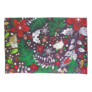 Festive Vintage Christmas Botanical Forest Pillow Case