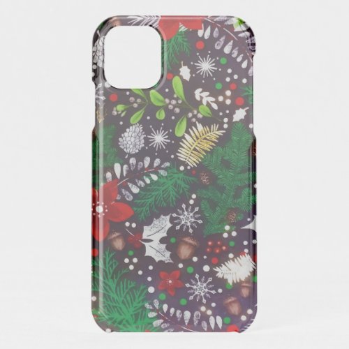 Festive Vintage Christmas Botanical Forest  iPhone 11 Case