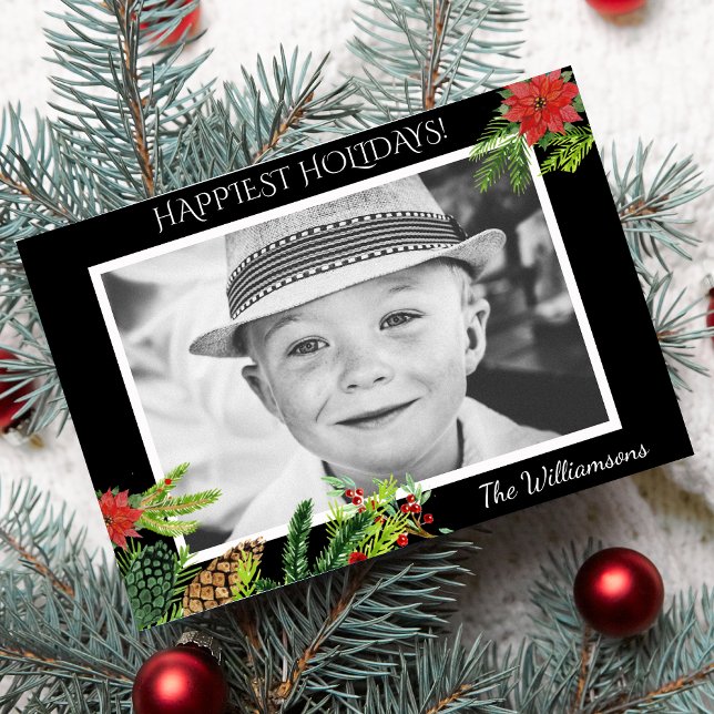 Festive Vintage Christmas Botanicals Holiday Photo Card (Creator Uploaded)