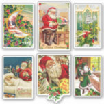 Festive Vintage Christmas Cards with Santa Sticker<br><div class="desc">Vintage illustration of Santa on old fashioned Christmas holiday greeting cards perfect for holiday stationary or journaling,  scrapbooking,  diary making</div>