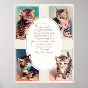 festive vintage Christmas cats poem Holiday Poster